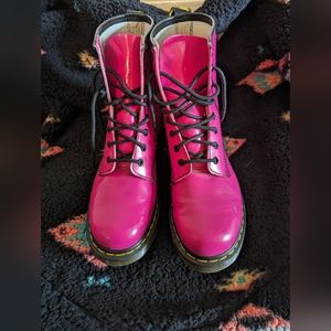 Dr Martens Hot Pink Patent Leather Boots W10